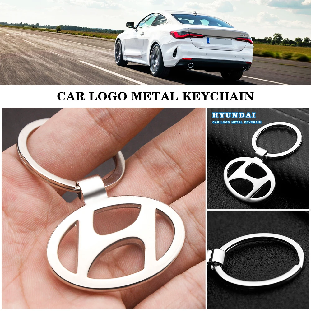 

Car Key Chain Chrome-Plated Silver Car Logo Key Chain Convenient Car Parts Hollow Key Chain For Hyundai IX35 IX25 EV Elantra Etc