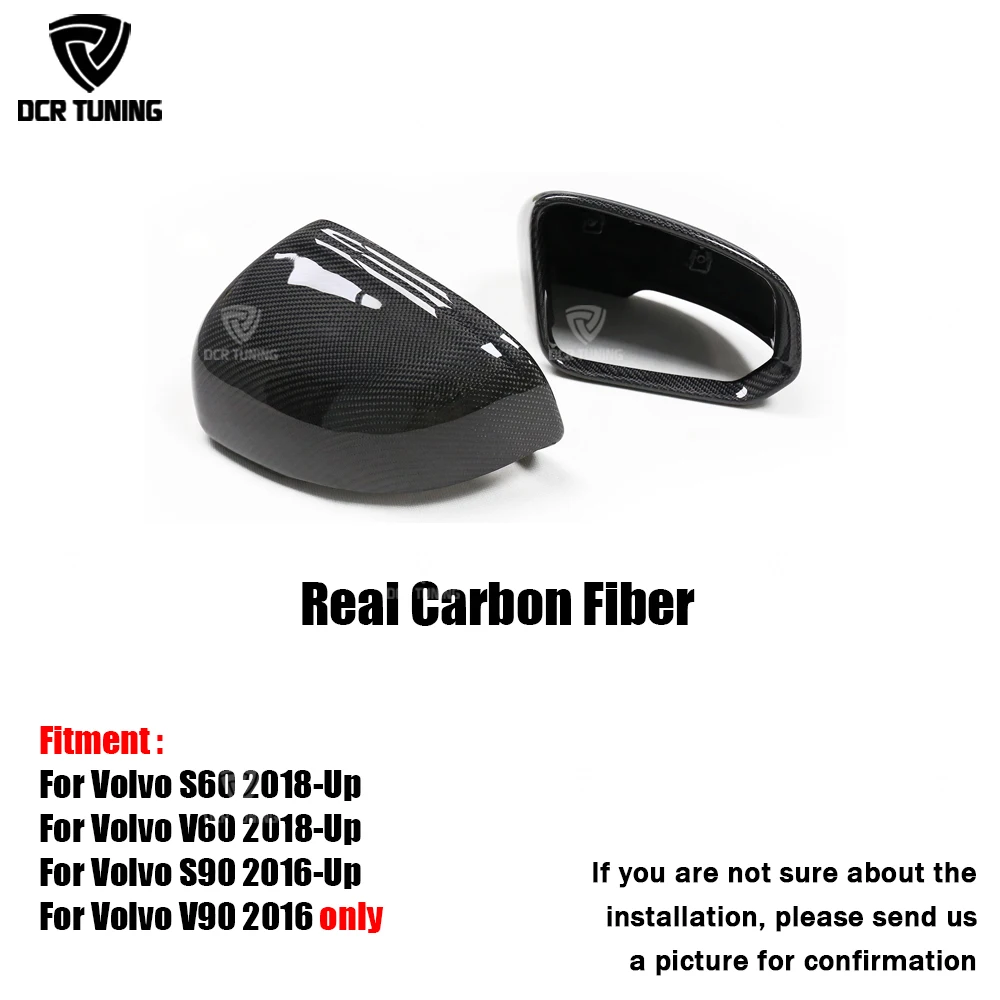 

Подходит для Volvo S90 V90 V60 S60 2018 2020 2023, сменная крышка зеркала из настоящего углеродного волокна, колпачки для зеркал заднего вида