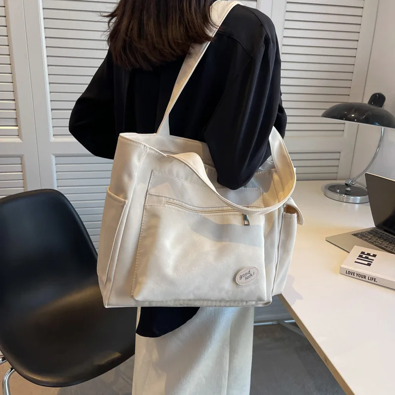 2023 new Women's Retro Large Size Bags Cotton Canvas Shoulder Bag Fashion Crossbody Handbag Zipper Casual Tote Multi Pocket