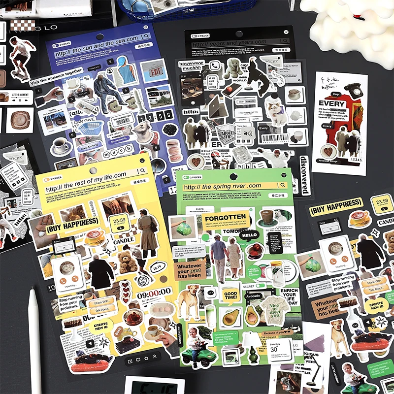 

2 pcs/lot Modern style Aesthetics Flat Stickers colorful Trend Decorative sticker Diy Scrapbooking material Craft Supplies