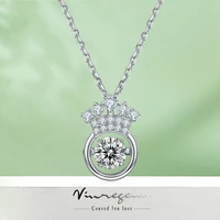 vinregem 925 sterling silver white gold 5mm moissanite pass test diamond rotatable pendant necklace for women gift drop shipping