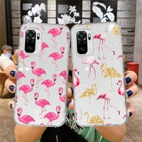 flamingo animal picture phone case transparent for xiaomi redmi note x f poco 10 11 9 7 8 3 i t s pro cover shell coque