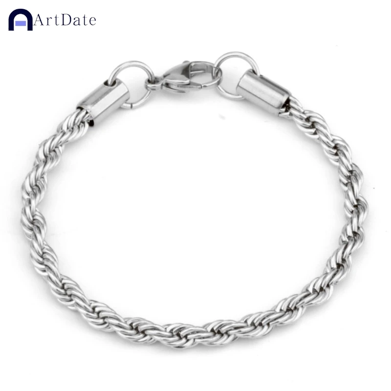 Фото ArtDate Hip Hop Stainless Steel Twist Chain Men Bracelet Retro Gold Color Fashion Bracelet For Women Trendy Jewelry Accessories №2
