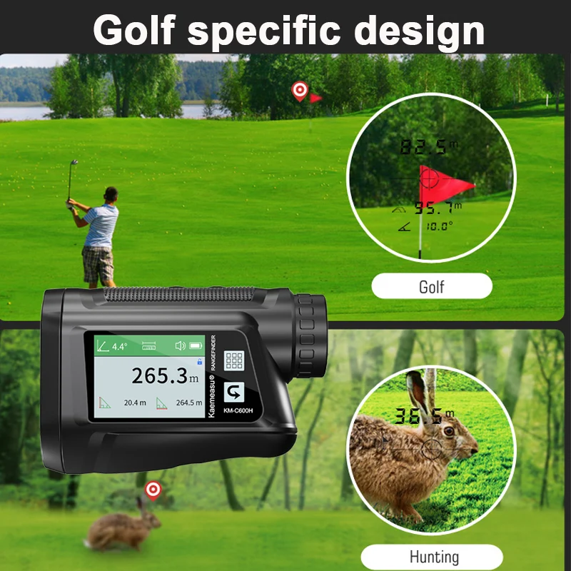 LCD Golf Laser Rangefinder with Slope Adjust Flag-Lock Vibrate Angle Measure M/Y/F Unit Laser Range Finder Monocular Telescope