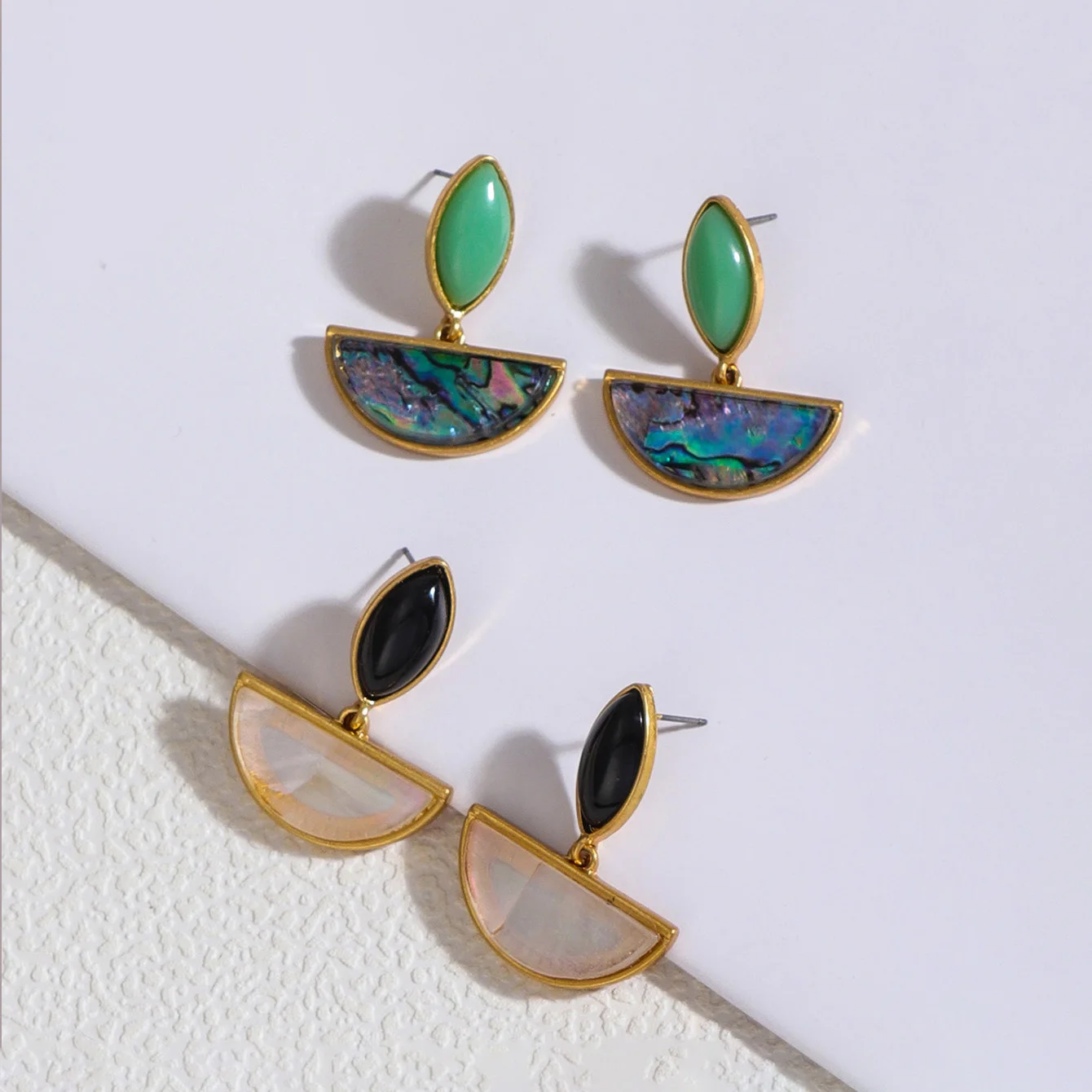 Женские Геометрические полукруглые серьги-подвески с морскими ушками