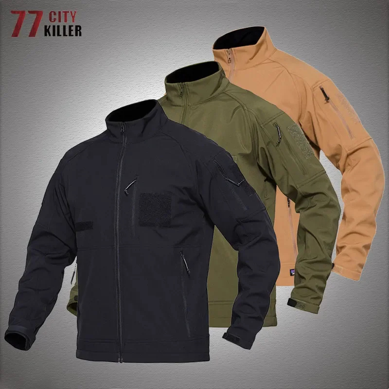 

NEW 2023 Soft Shell Tactical Jackets Men Military Waterproof Multi-pocket Cargo Jacket Outdoor Windproof Combat Bomber Coats