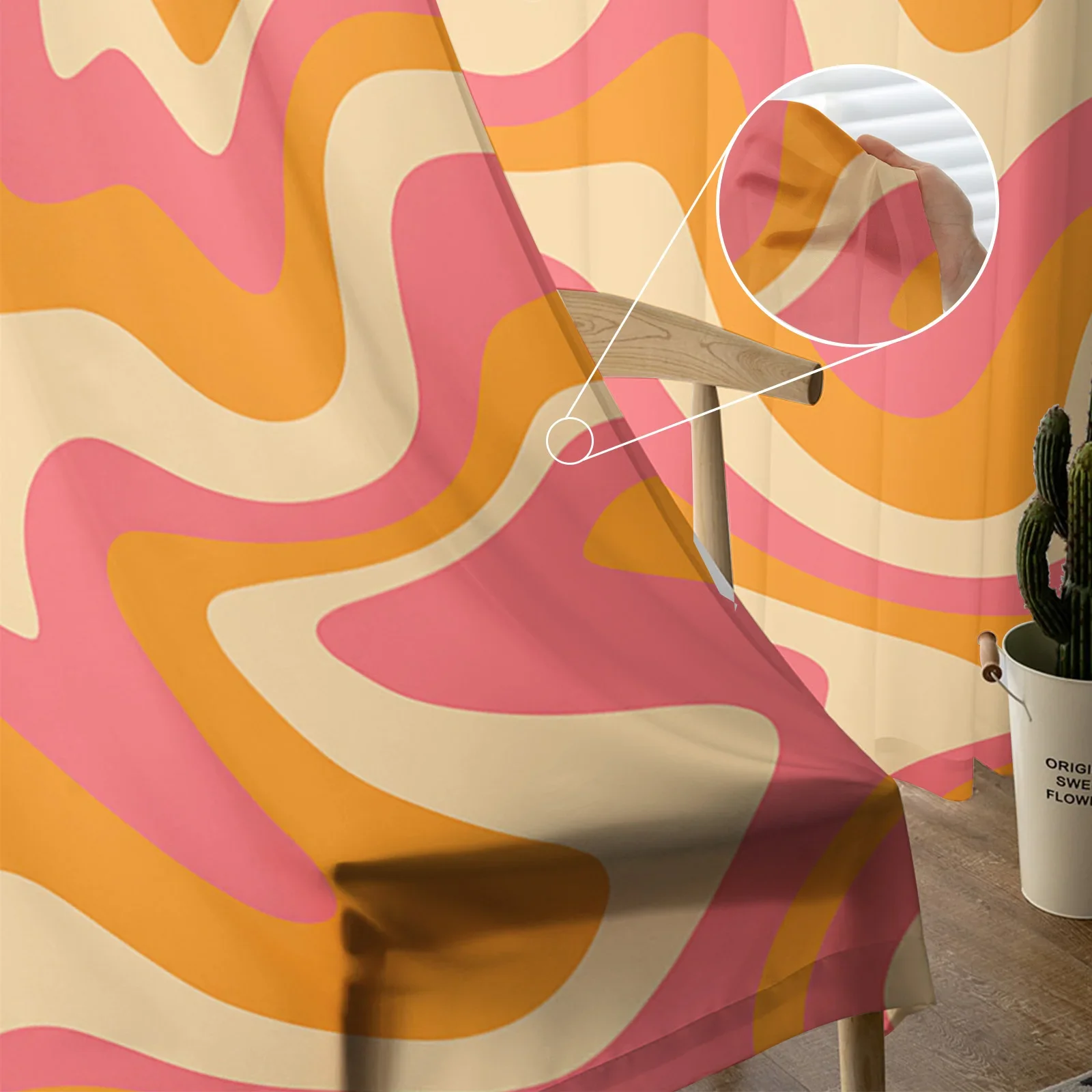 Оранжевая жидкая художественная абстрактная текстура прозрачные шторы для