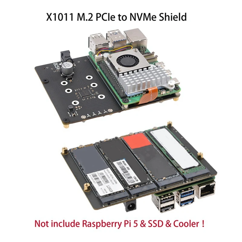 Плата расширения X1011 PCIE к M.2 NVME SSD + чехол для Raspberry Pi 5 поддержка 4Xssd 2280/2260/2242/2230