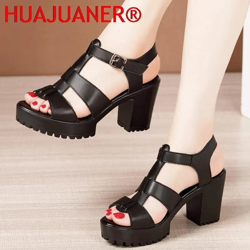 

Plus Size 32-43 Block Heel Platform Sandals Women Shoes 2022 Summer High Heels Gladiator Sandals Ladies Wedding Shoes 41 42