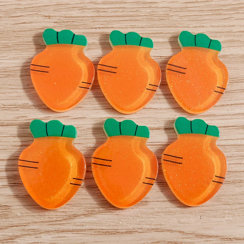 

10pcs 18x24mm Cute Resin Carrot Cabochons Flat Back Scrapbook Crafts for Jewelry Making Students Hairpin Brooch Accessories