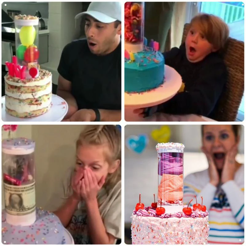 

Detachable Cake Stand Trigger Desktop Candy Props Cupcake Wedding Home Birthday Party Display with Surprize Gift Box