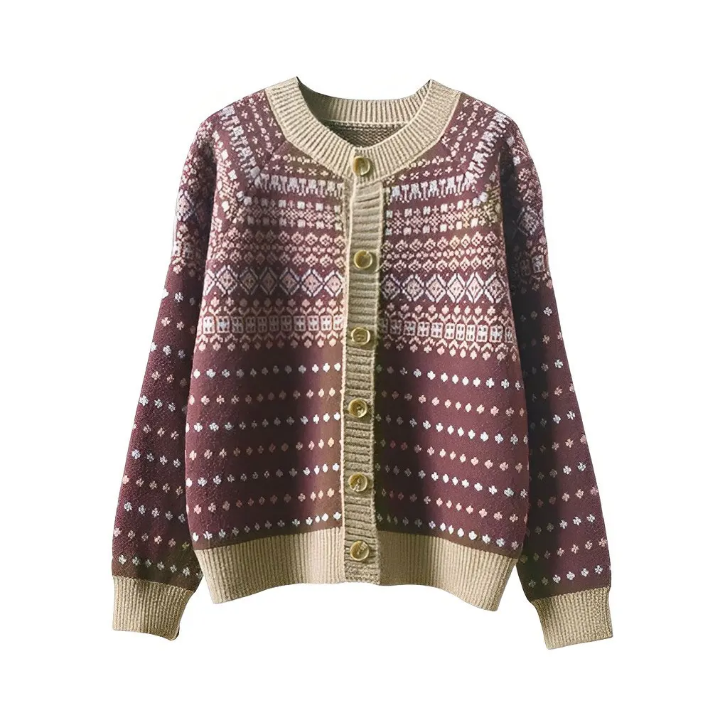 

Женский свитер, осенний кардиган с круглым вырезом, вязаное теплое пальто с пуговицами, Топ с длинным рукавом, аксессуар для одежды