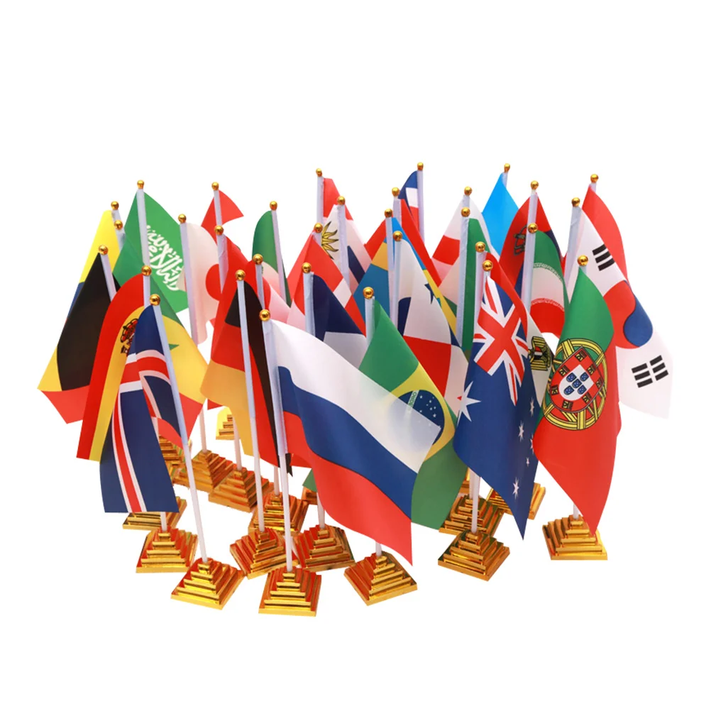 10 шт. 2018 г. международные флаги с подставкой мира для украшения стола