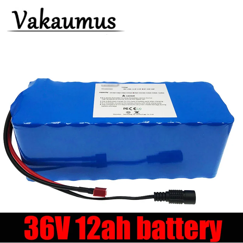 

Vakaumus New/36v Battery Pack Ebike 18650 42V 12000Mah With 15 A BMS T Plug High Capacity 12ah 10S 4 P For 250W 350W 500W Motor