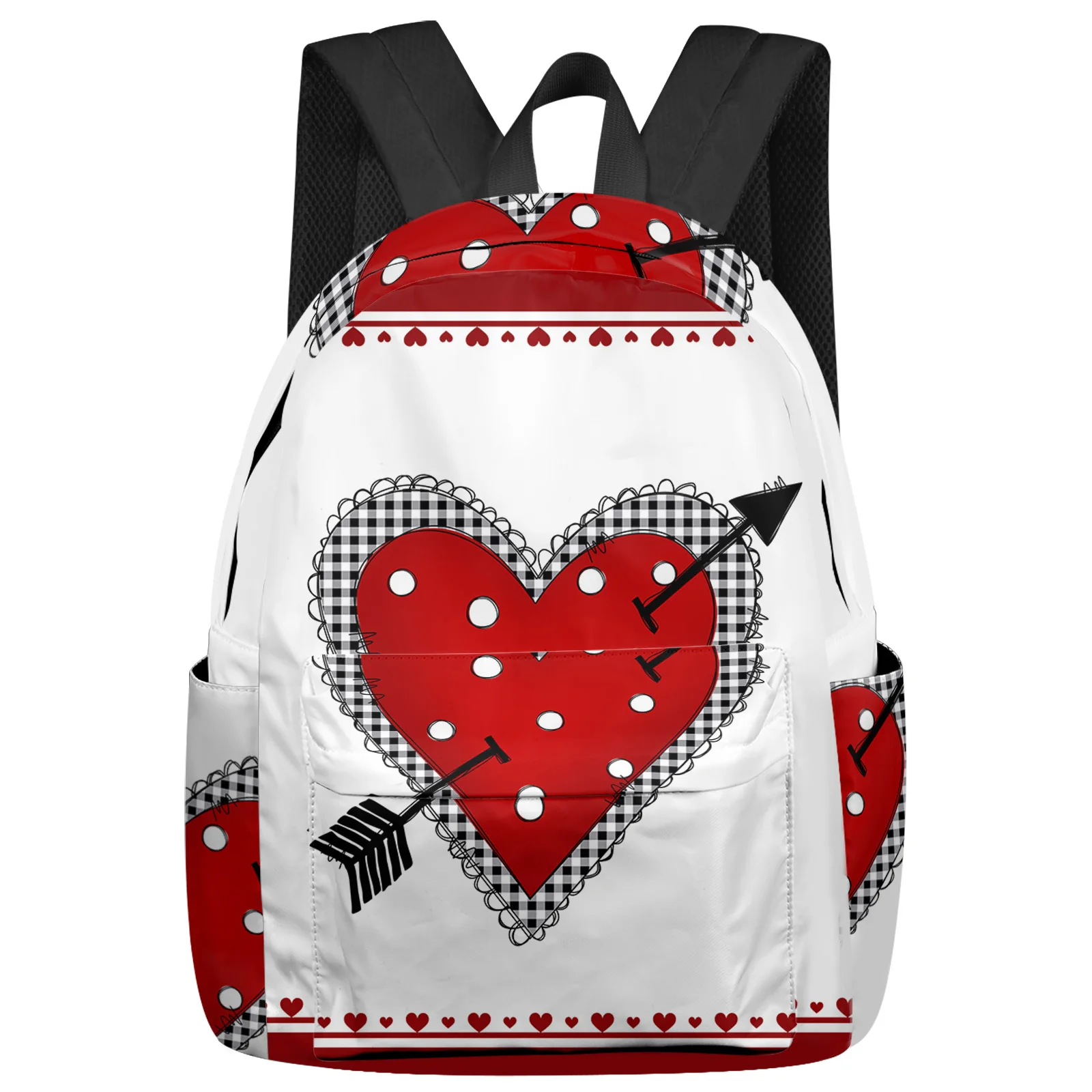 

Рюкзак для ноутбука для мужчин и женщин, школьный ранец для подростков с красным сердцем и стрелками, дорожные сумки