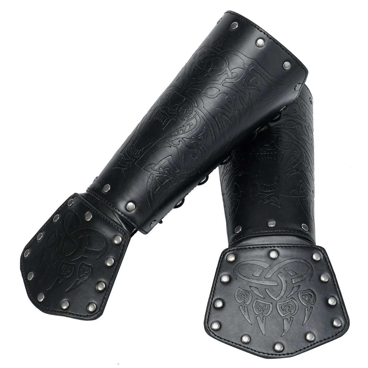 

Arm Bracer,Wolfhead Embossed Faux Leather Arm Armor,Medieval Arm Wristband for LARP Costume, Black