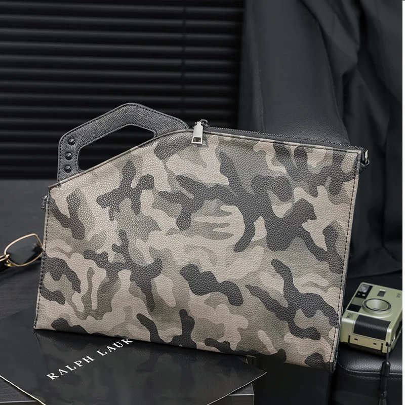 

Men's Cluth Bag Camouflage Handbags Men Envelope Cluth Purse Soft Leather Wallet Man Hand Ipad crossbody Bags Sac A Main Homme