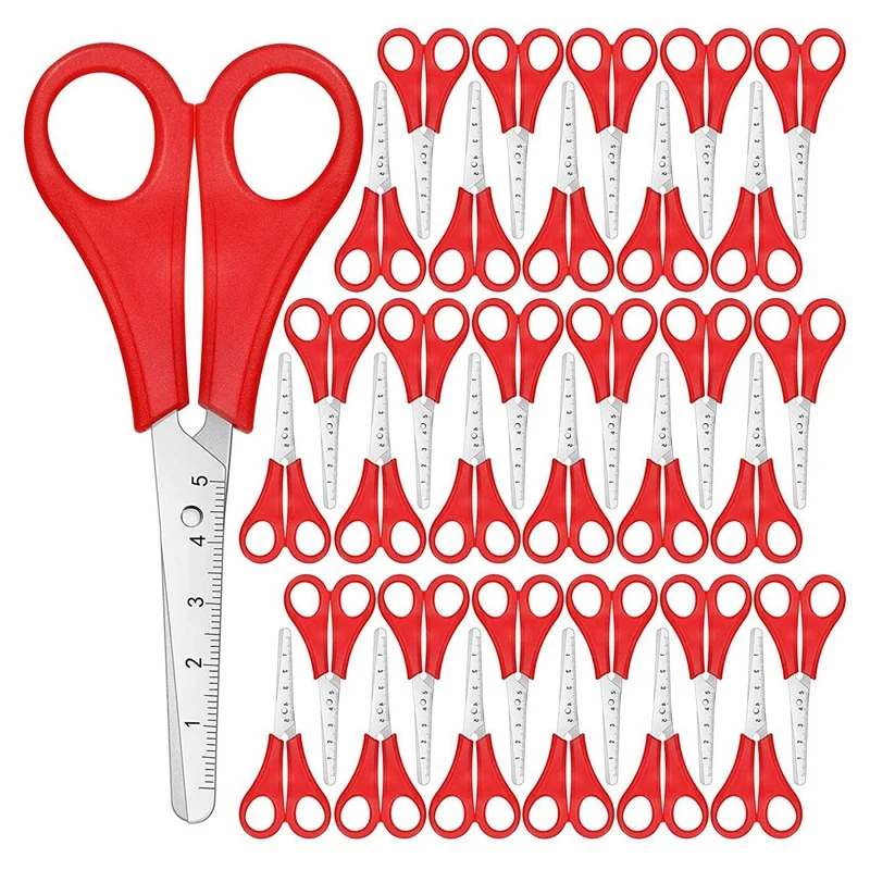 

Big Deal 50 Pieces Scissors 5 Inch Blunt Tip Kids Safety Scissors Stainless Steel Paper Scissors With Comfort-Grip Handles Pack