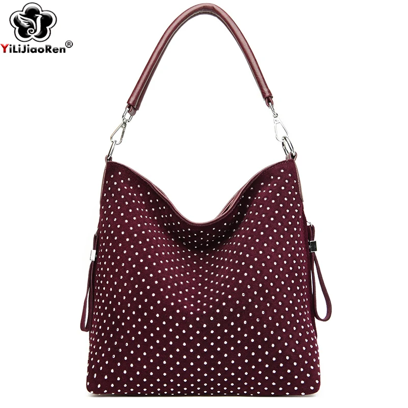 

Fashion Diamonds Handbags Women New Elegant Shoulder Bags Female Ladies Faux Suede Crossbody Bags Designer Large Capacity Bag