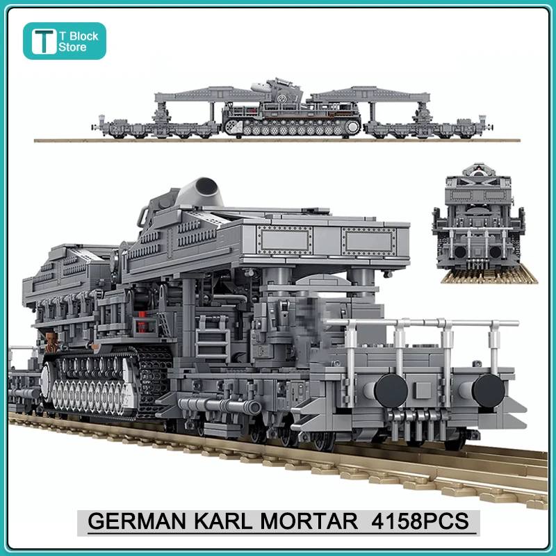 

WW2 Military Tank Series Large German Karl Mortar Building Blocks Model MOC Army Weapon Soldier Kids DIY Toys Boys Birthday Gift