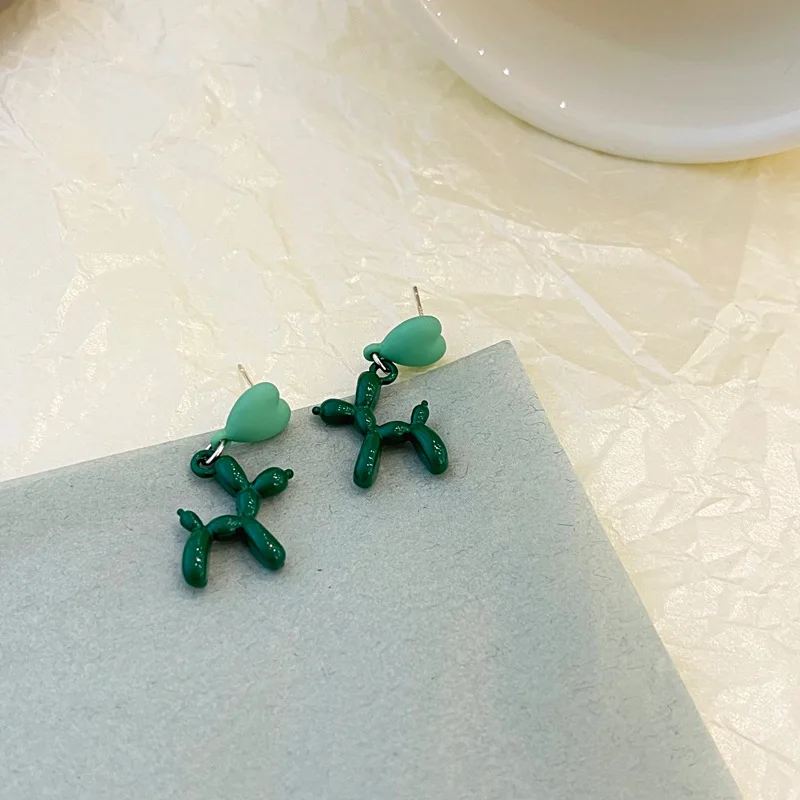 

Trendy Jewelry S925 needle Heart Earrings 2022 New Spring Trend Green Color Geometric Dangle Drop Earrings For Women Girl Gifts