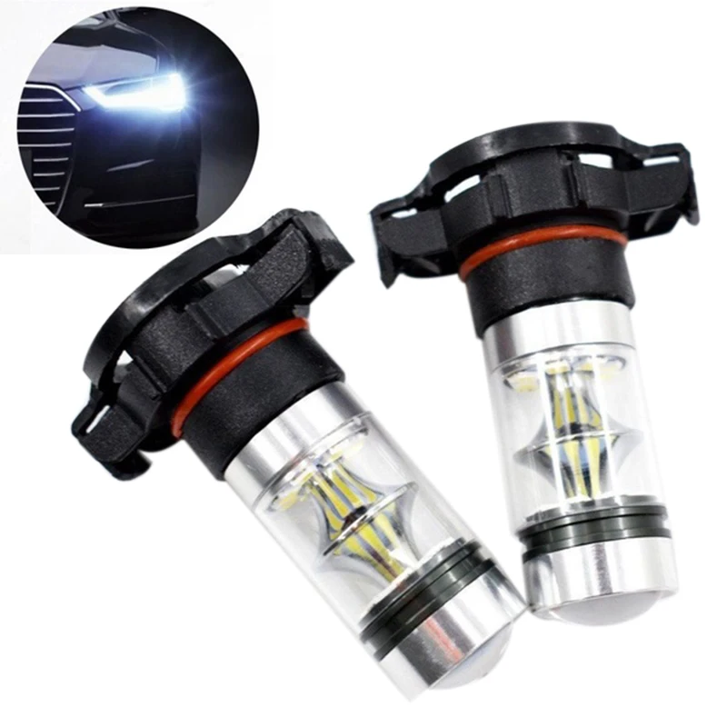 

2x 5202 H16 PS24w High Power 100w 6000k Super White Led Fog Drl Lights Bulb