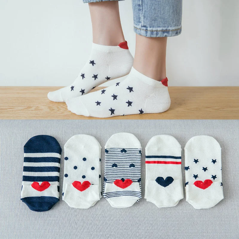 

Kawaii Women 3D Ear Socks Red Heart Pattern Cute Campus Simple Basic Fresh Female Sokken Happy Socks Sweet Girls Women Socks