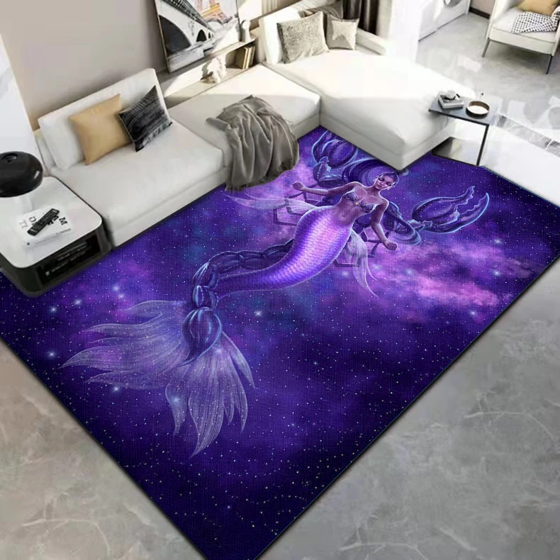 The Mermaid Princess constellation Carpet Living Room Decoration Bedroom Parlor  Table Area Rug Mat Soft Flannel Large Rugs
