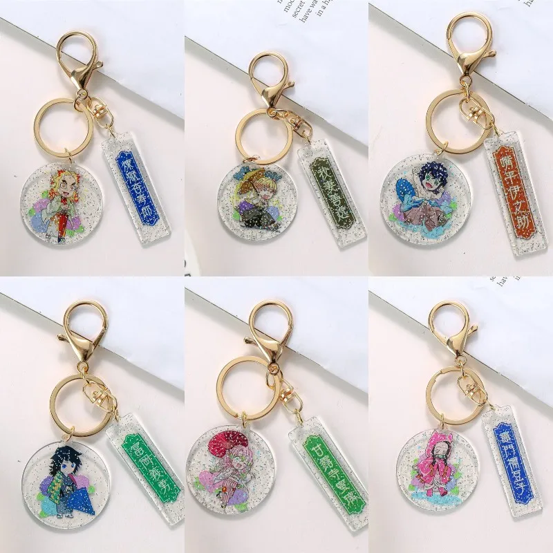 

Anime Demon Slayer Keychain Kimetsu No Yaiba Acrylic Figure Kamado Nezuko Rengoku Kyoujurou Keyrings Bags Car Key Chains Pendant