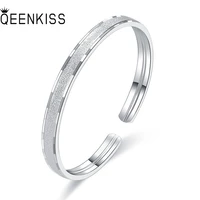 queenkiss bt6164 fine jewelry wholesale fashion womangirl bestiemother birthday wedding gift frosted plain silver braceletbangle