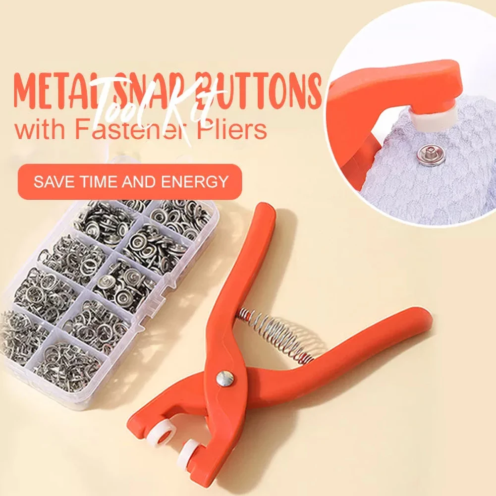 

50/100pcs Metal Snaps Buttons With Fastener Pliers Tool Kit Stainless Steel Sewing Free Buttons Set For DIYJeans Clothing 단추펜치