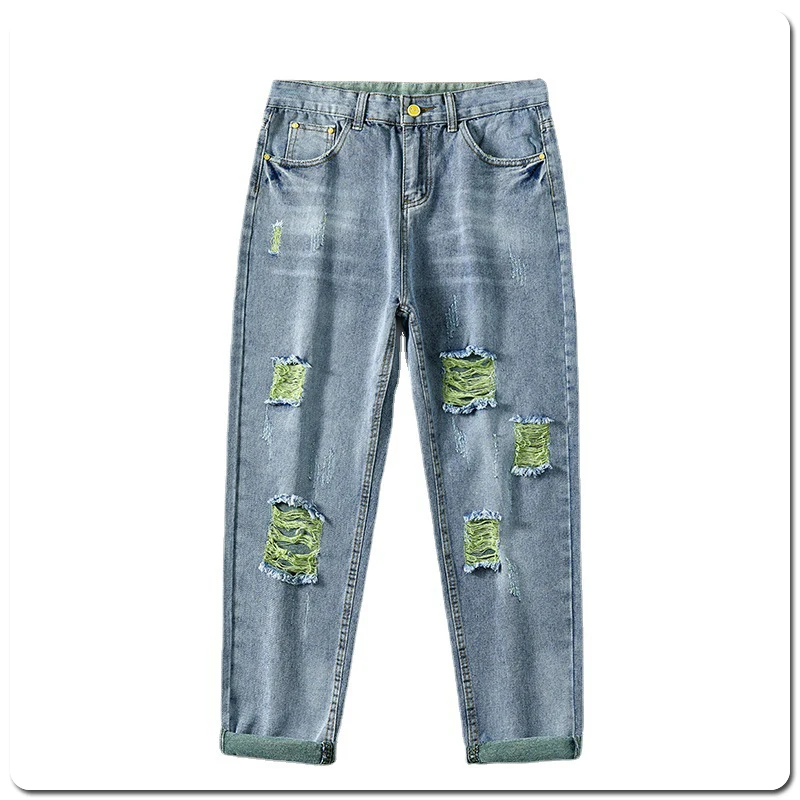 Kenntrice 2022 Ripped Jeans Casual Baggy Stylish Spring Hip Hop Fashion For Man Wide Designer Autumn Streetwear Trend Streetwear