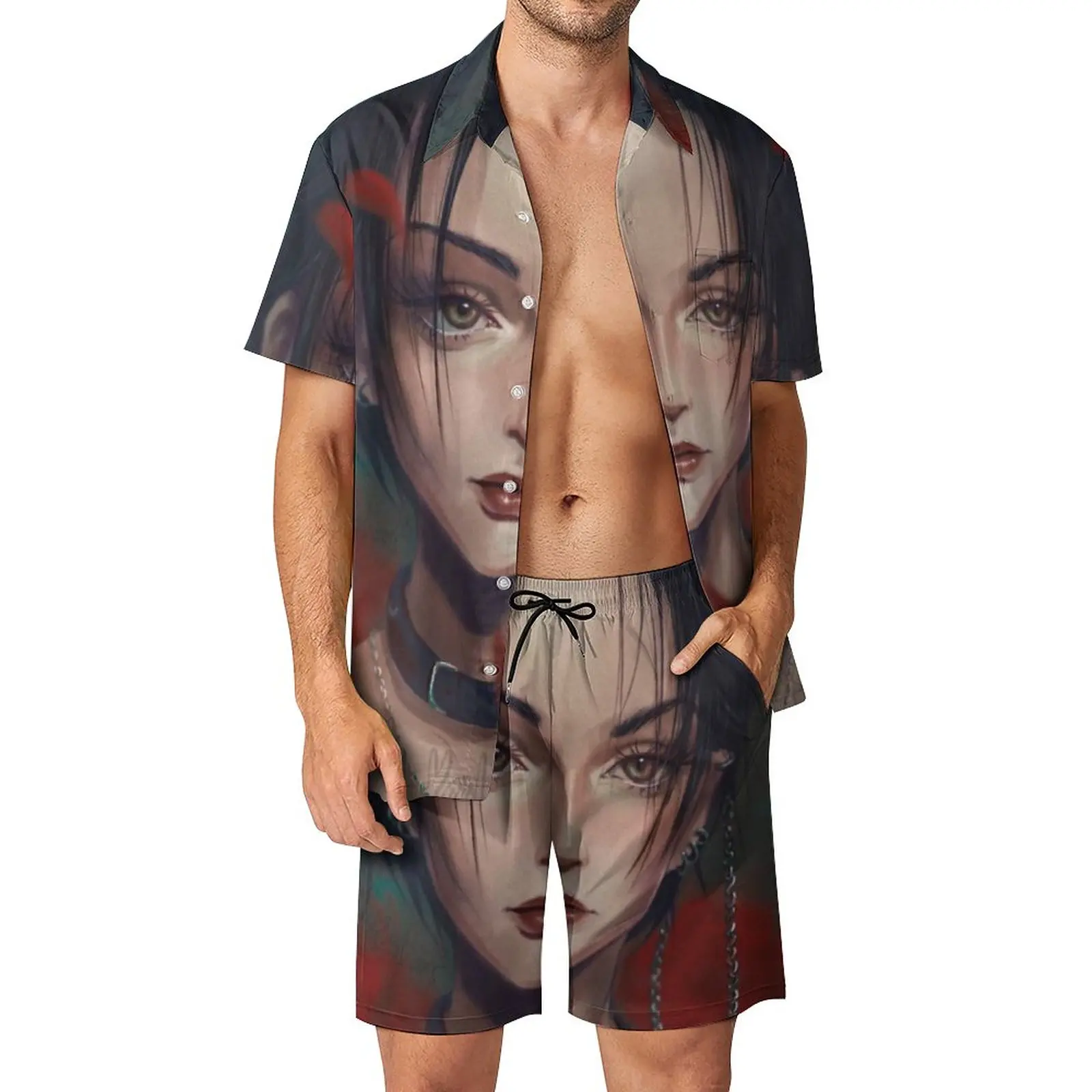 

Мужской комплект из 2 предметов, Повседневная рубашка и шорты