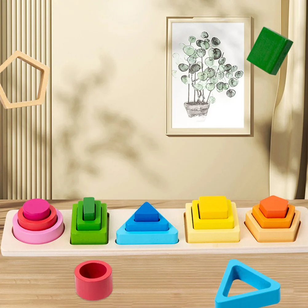 

1 Set Toddlers Wooden Sorting and Stacking Toys Geometric Matching Tower Board