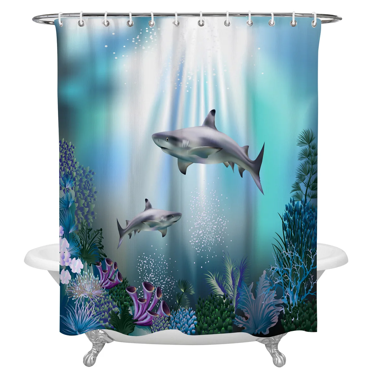 

Водонепроницаемая занавеска для душа из полиэстера с изображением акул