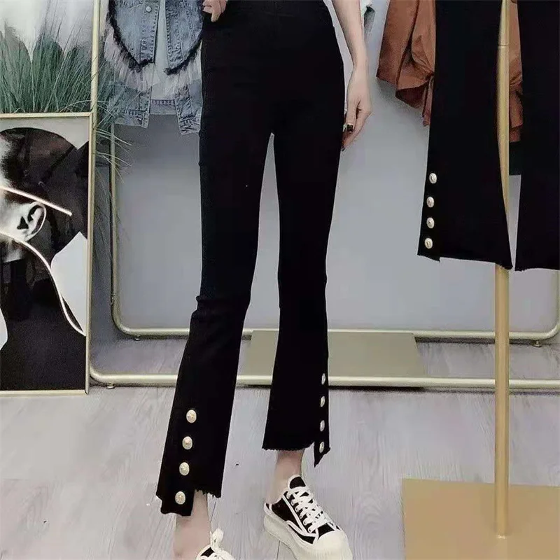 Весна 2022 новый стиль брюки с четырьмя пуговицами эластичная талия Корейская