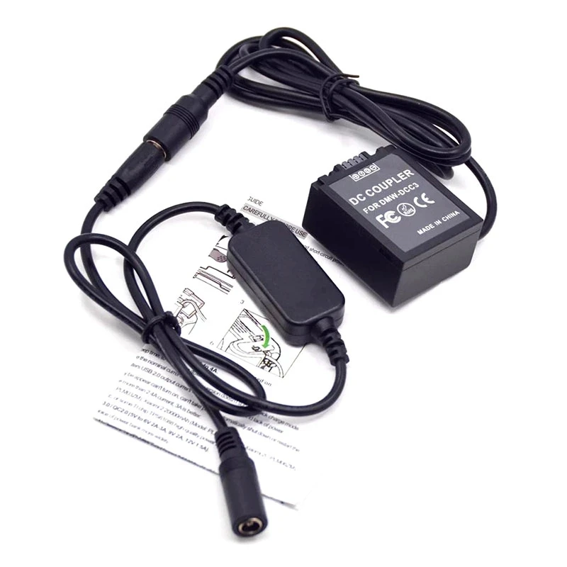

12V-24V DC Power Step-Down Power Cable+DMW-DCC3 DC Coupler DMW-BLB13 DMWBLB13 Dummy Battery Fit For Panasonic G1 GH1 GF1 G2 G10