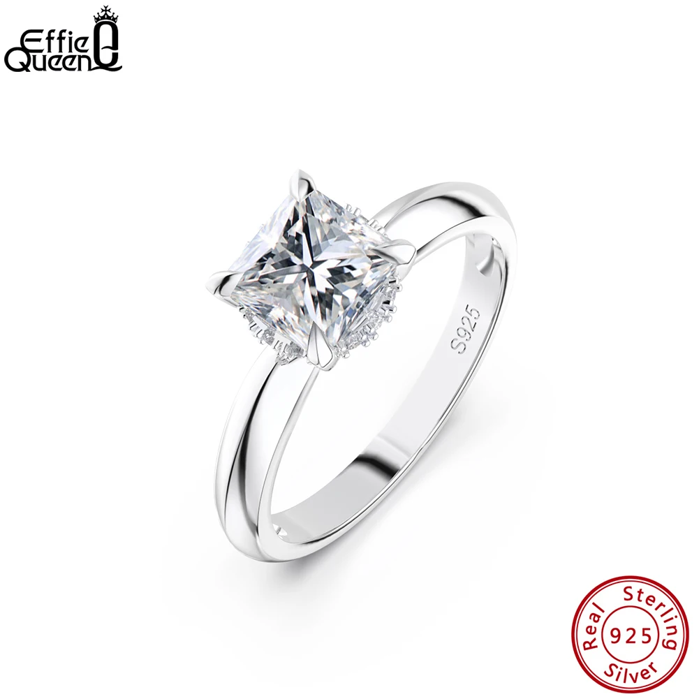 

Effie Queen Exquisite 925 Sterling Silver Rings Shiny 8A Premium Cubic Zirconia Rings for Women Anniversary Jewelry Gift LZR01