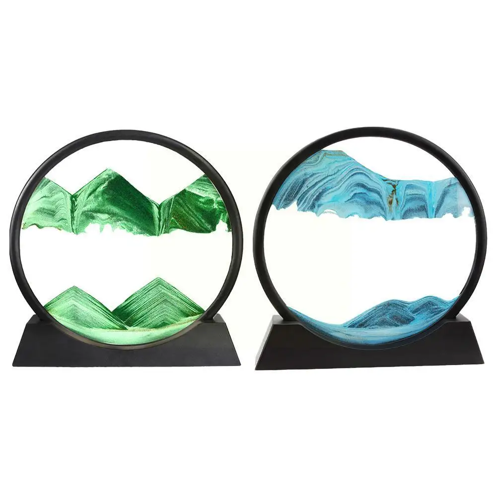 

3d Quicksand Decor Picture Round Glass Moving Sand Art In Motion Display Flowing Sand Frame For Home Decor Painti P1r9