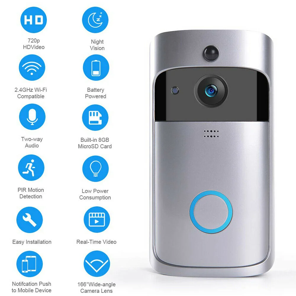 

New Smart Doorbell Camera Wifi Wireless Call Intercom Video-Eye for Apartments Door Bell Ring for Phone Home Security Cameras