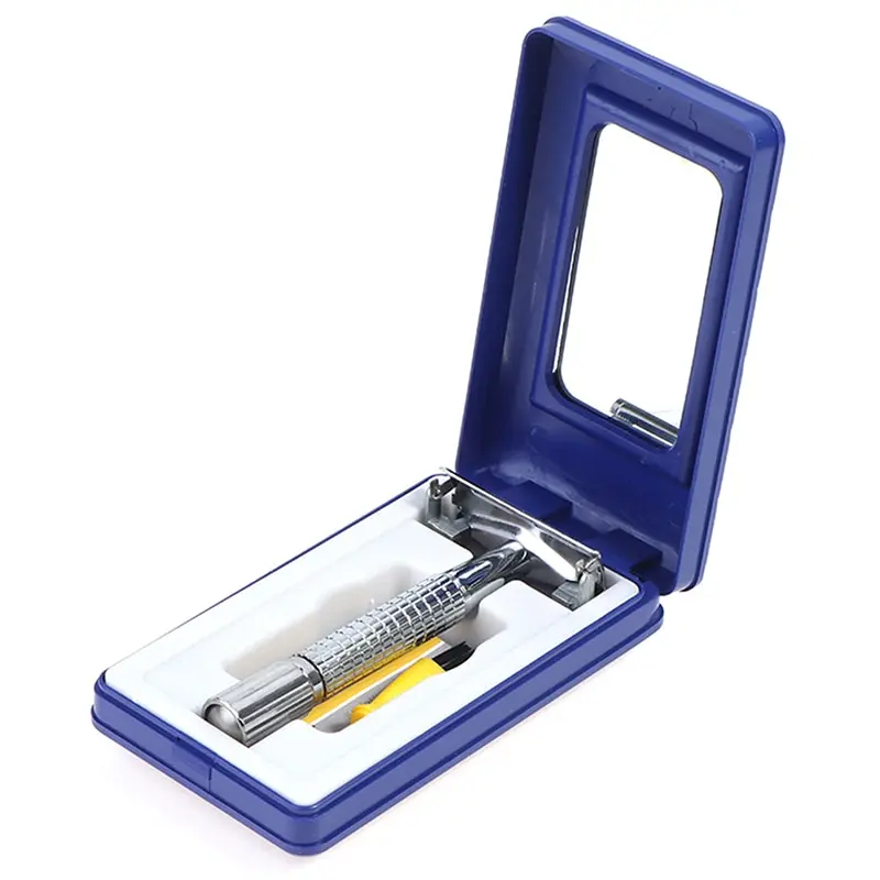 

1 Razor +1 Blade Men Shaving Metal Steel Handle Safety Razor Double Edged Shaver With Travel Package