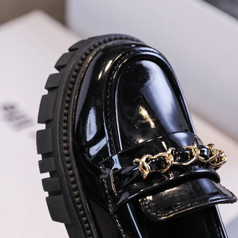 Детские Туфли-лодочки На Плоской Подошве Лаковая Платформа Из Искусственной