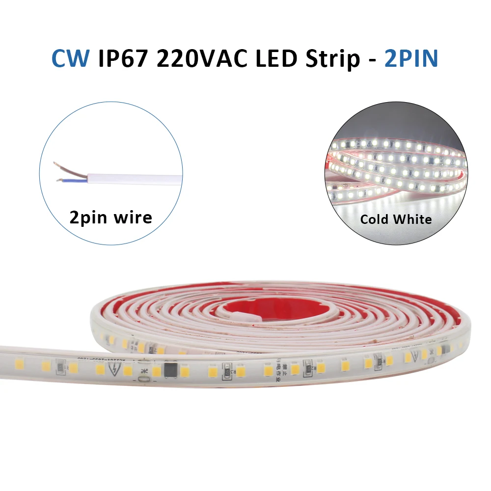 

Светодиодная лента MJJCLED 220В 120LED/м гибкая водонепроницаемая тёплый/холодный белый свет