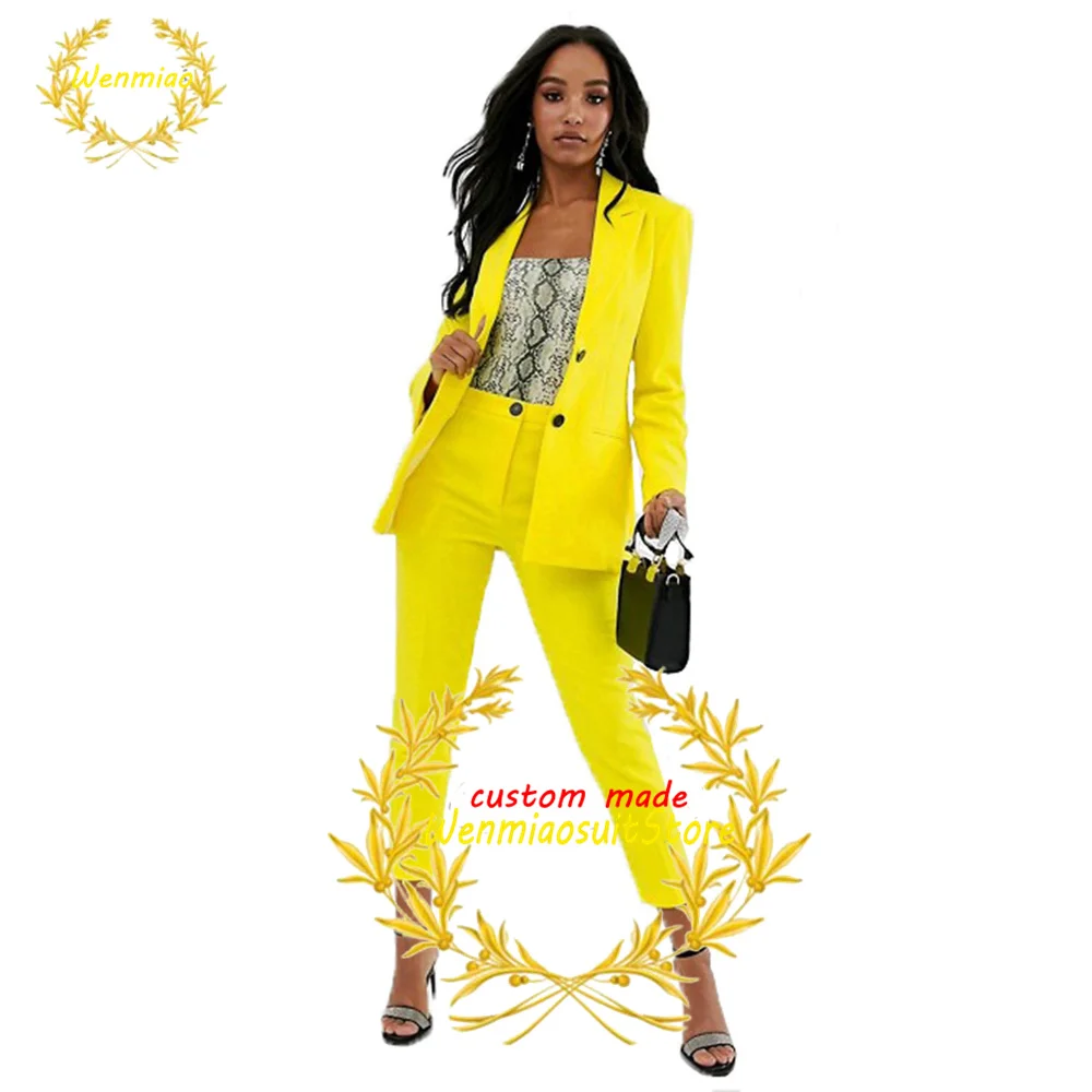 Women's Suit 2 Piece Fashion Jacket Pants Wedding Party Dress Formal Workwear Slim Fit Blazer Set بذلات بليزر نسائية