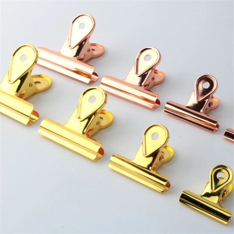 

1pcs Metal Golden Rose Gold Paper Binder Clips Photo Scrapbook Stationery Office Accessories Stainless Steel Drop Shaped Clips