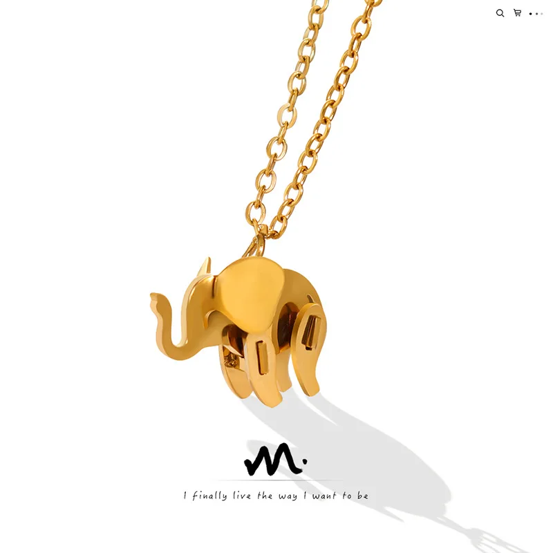 

Korean Style Special-Interest Design Multi-Layer Stitching Elephant Clavicle Necklace Female Titanium Steel Material Plated 18K