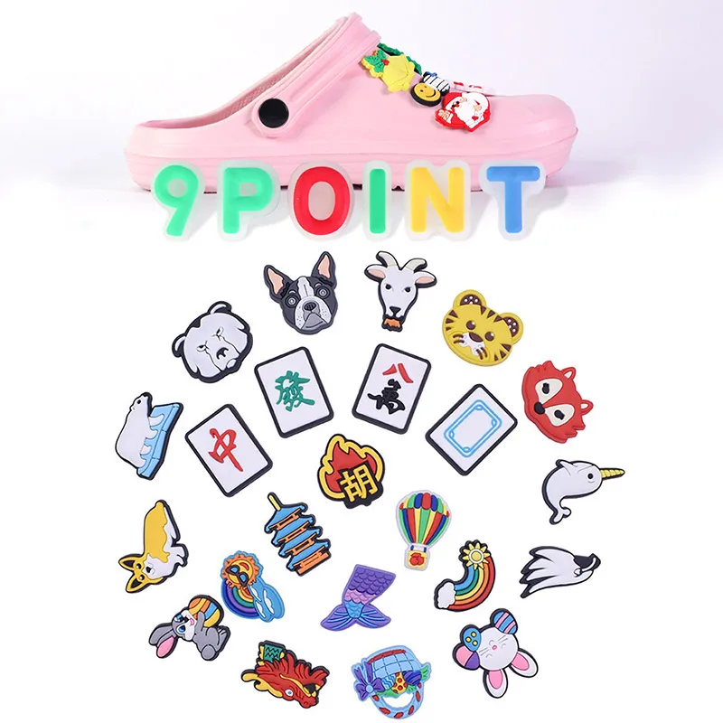 

PVC Shoe Charms Chinese Mahjong Shoe Accessories Cartoon Animal Shoe Decoration Shoe Buckles for Croc Sandals X-mas Gifts Jibz
