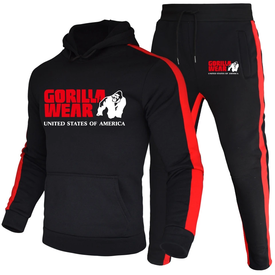 

2022 GORILLA WEAR Hot Sale Men's Sets Hoodie+pants Two Pieces Sets Casual Tracksuit Male Casual Fitness Tracksuit Men