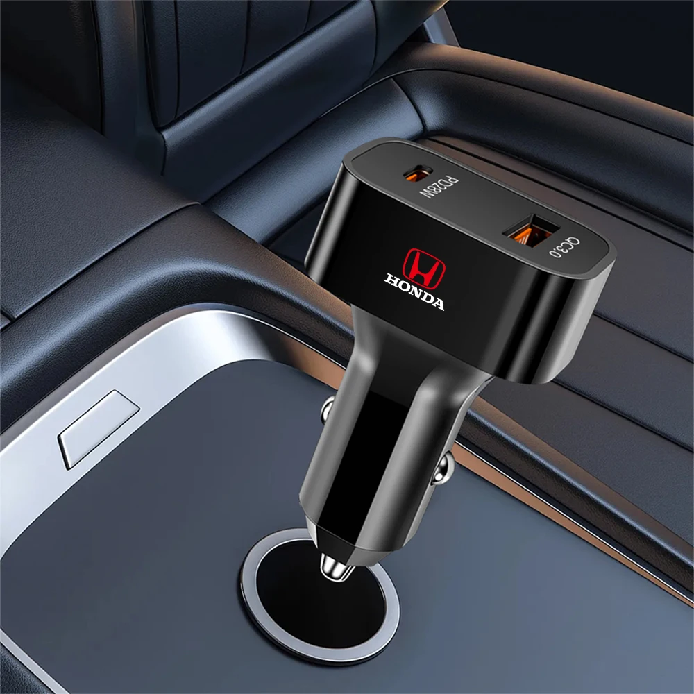 Фото Автомобильное зарядное устройство PD 25 Вт, порт USB Type C, адаптер для быстрой зарядки, аксессуары для Honda Mugen Power Civic Accord Odyssey City CRZ Spirior №2