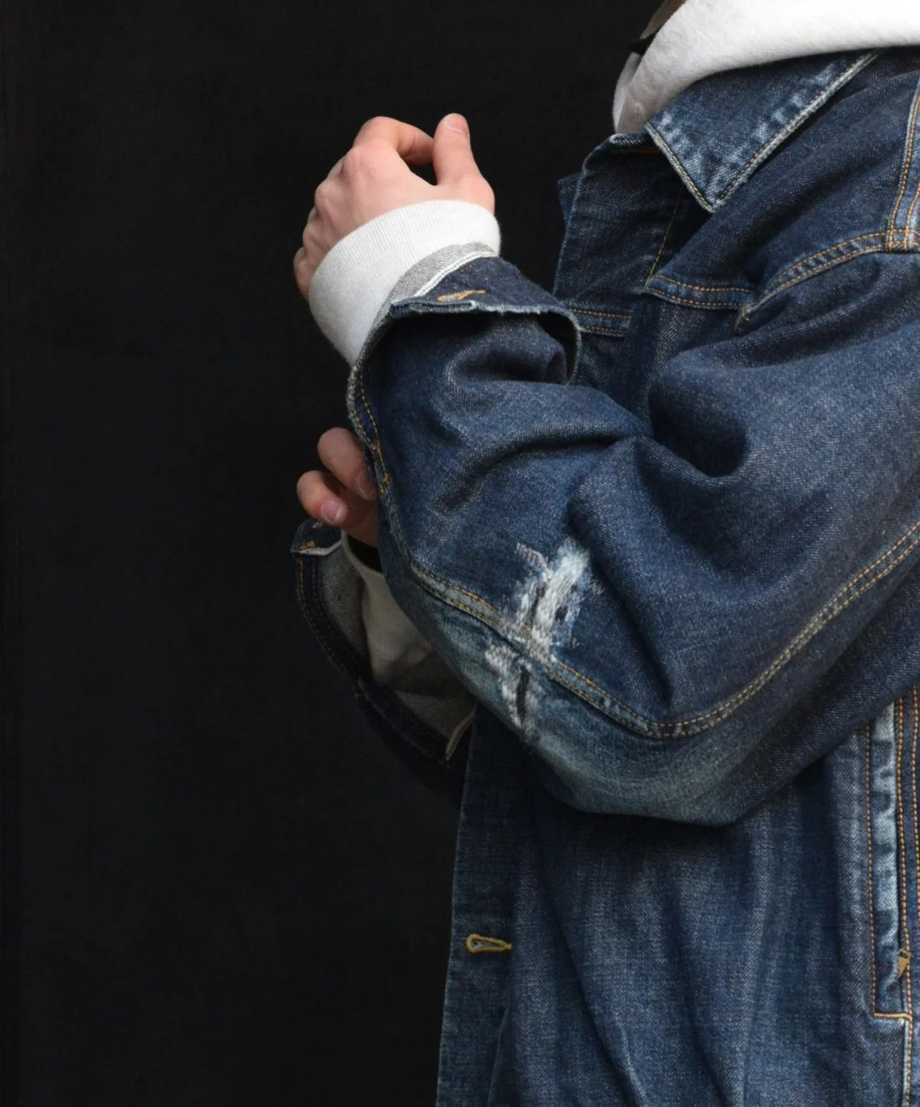 Мужская джинсовая куртка visvim kofu SS 101XX JKT DMGD окрашенная в грязь